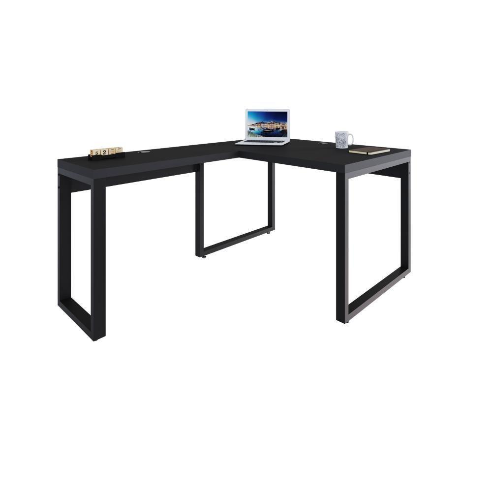 Mesa Em L Operacional 120x160x75cm Yon Preto Tx-est.preta Preto Tx-est.preta - 6