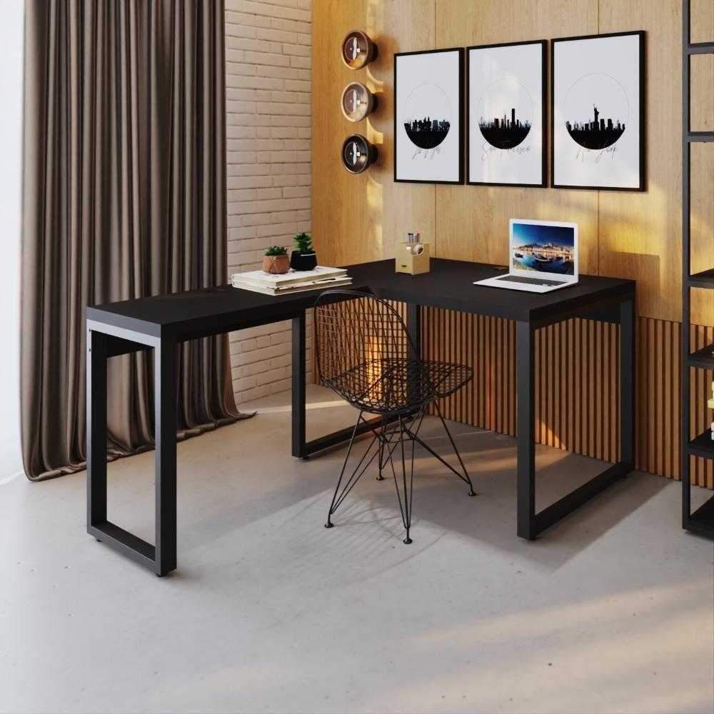 Mesa Em L Operacional 120x160x75cm Yon Preto Tx-est.preta Preto Tx-est.preta - 7