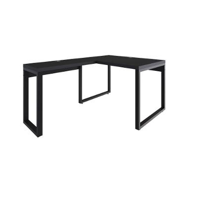 Mesa Em L Operacional 120x160x75cm Yon Preto Tx-est.preta Preto Tx-est.preta