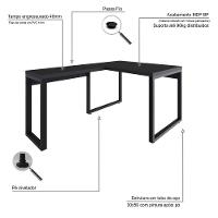 Mesa Em L Operacional 120x160x75cm Yon Preto Tx-est.preta Preto Tx-est.preta