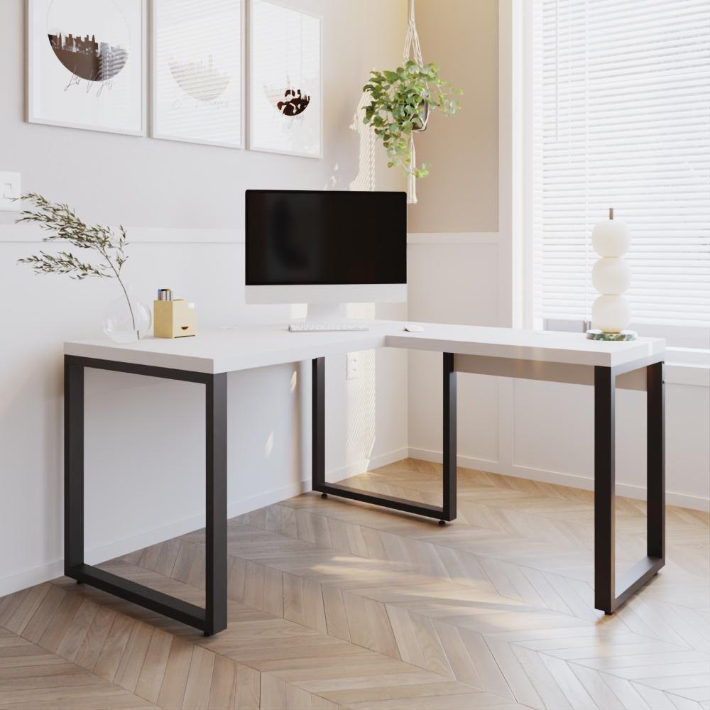 Mesa Em L Operacional 120x160x75cm Yon Branco Tx-est.preta Branco Tx-est.preta - 4