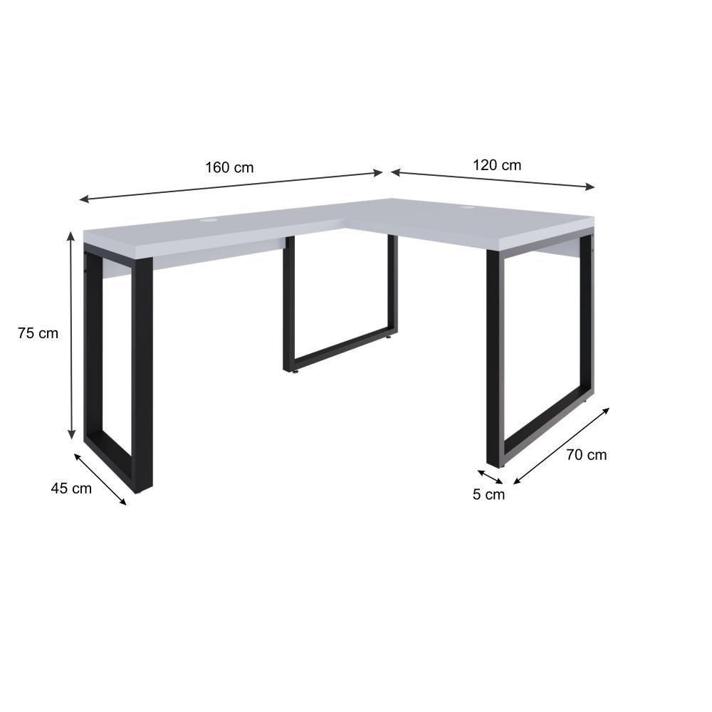 Mesa Em L Operacional 120x160x75cm Yon Branco Tx-est.preta Branco Tx-est.preta - 7