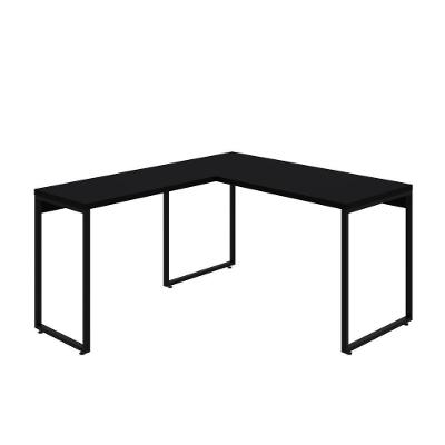 Mesa Em L Kuadra Office 135x150x75cm Preto ônix - Est.preta Preto ônix - Est.preta