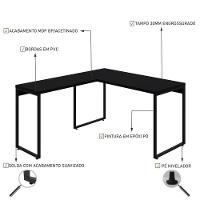 Mesa Em L Kuadra Office 135x150x75cm Preto ônix - Est.preta Preto ônix - Est.preta - 3