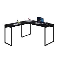 Mesa Em L Kuadra Office 135x150x75cm Preto ônix - Est.preta Preto ônix - Est.preta