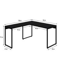 Mesa Em L Kuadra Office 135x150x75cm Preto ônix - Est.preta Preto ônix - Est.preta - 5