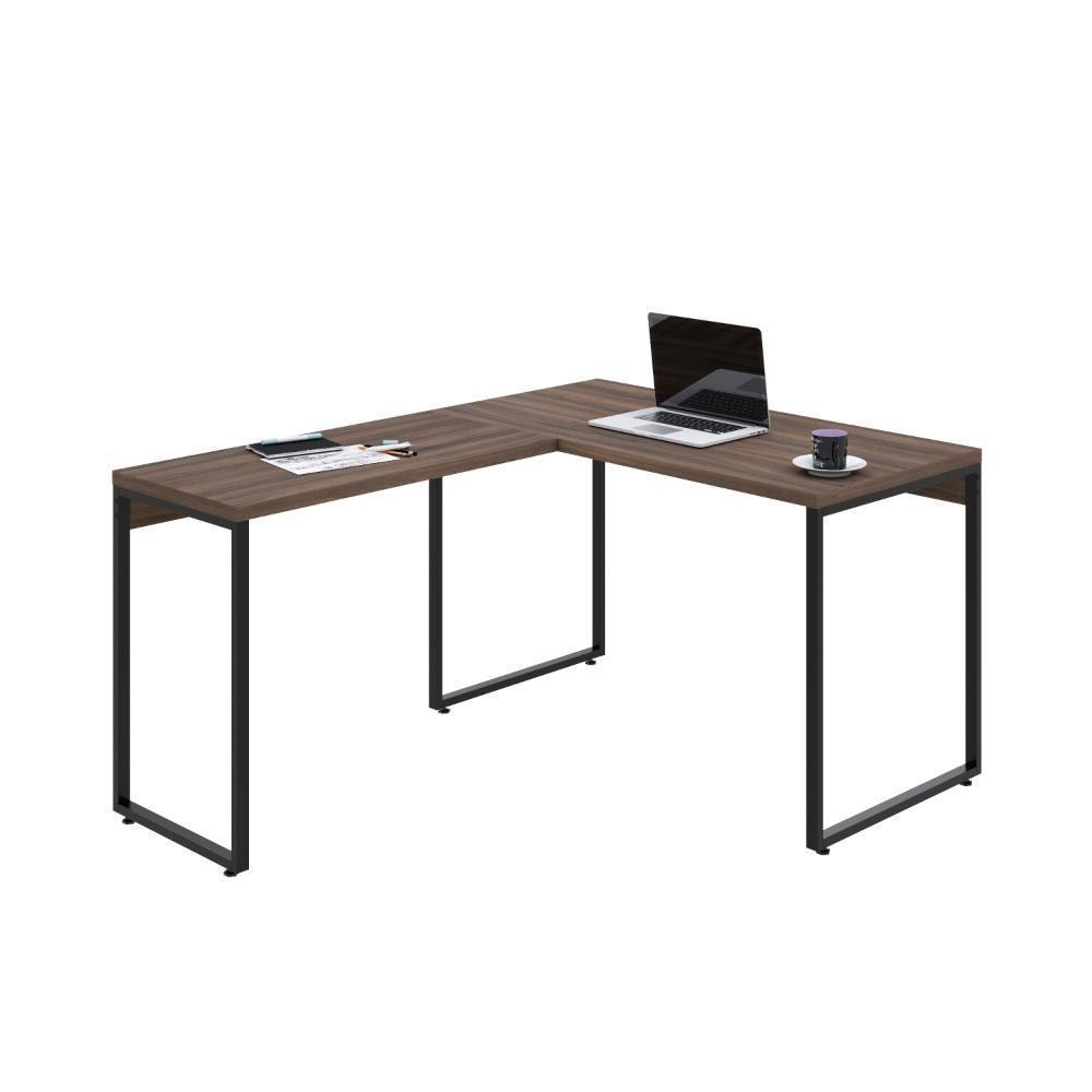Mesa Em L Kuadra Office 120x150x75cm Nogal - Est.preta Nogal - Est.preta - 4