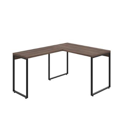 Mesa Em L Kuadra Office 120x150x75cm Nogal - Est.preta Nogal - Est.preta