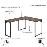 Mesa Em L Kuadra Office 120x150x75cm Nogal - Est.preta Nogal - Est.preta - 3