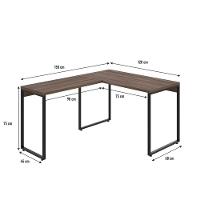 Mesa Em L Kuadra Office 120x150x75cm Nogal - Est.preta Nogal - Est.preta - 5