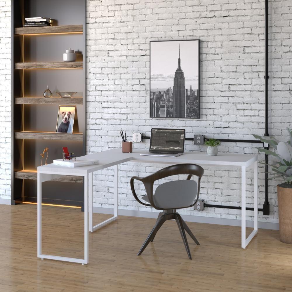 Mesa Em L Kuadra Diretor 150x150x75cm Branco Chess - Est.branca Branco Chess - Est.branca - 2