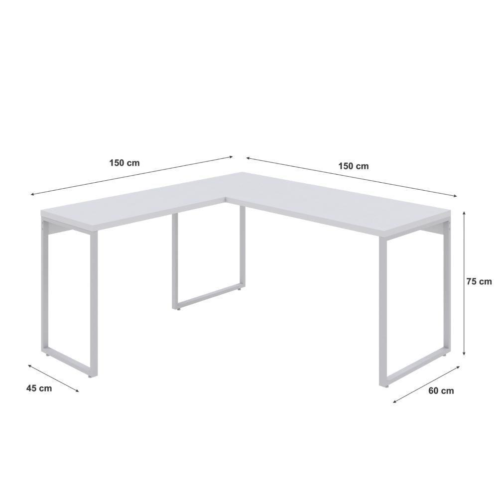 Mesa Em L Kuadra Diretor 150x150x75cm Branco Chess - Est.branca Branco Chess - Est.branca - 5