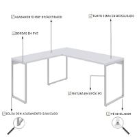 Mesa Em L Kuadra Diretor 150x150x75cm Branco Chess - Est.branca Branco Chess - Est.branca - 3