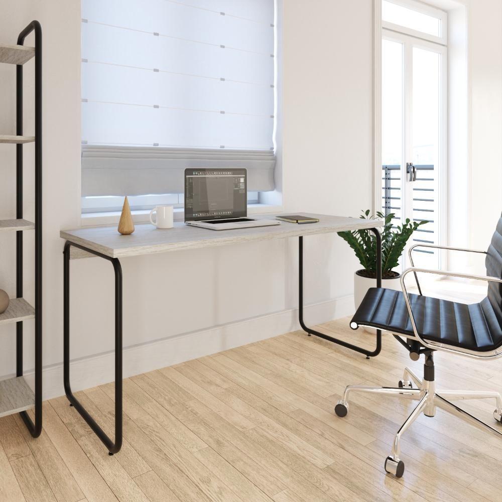 Mesa Office 150x60x75cm Round Snow - Est.preta Snow - Est.preta - 2