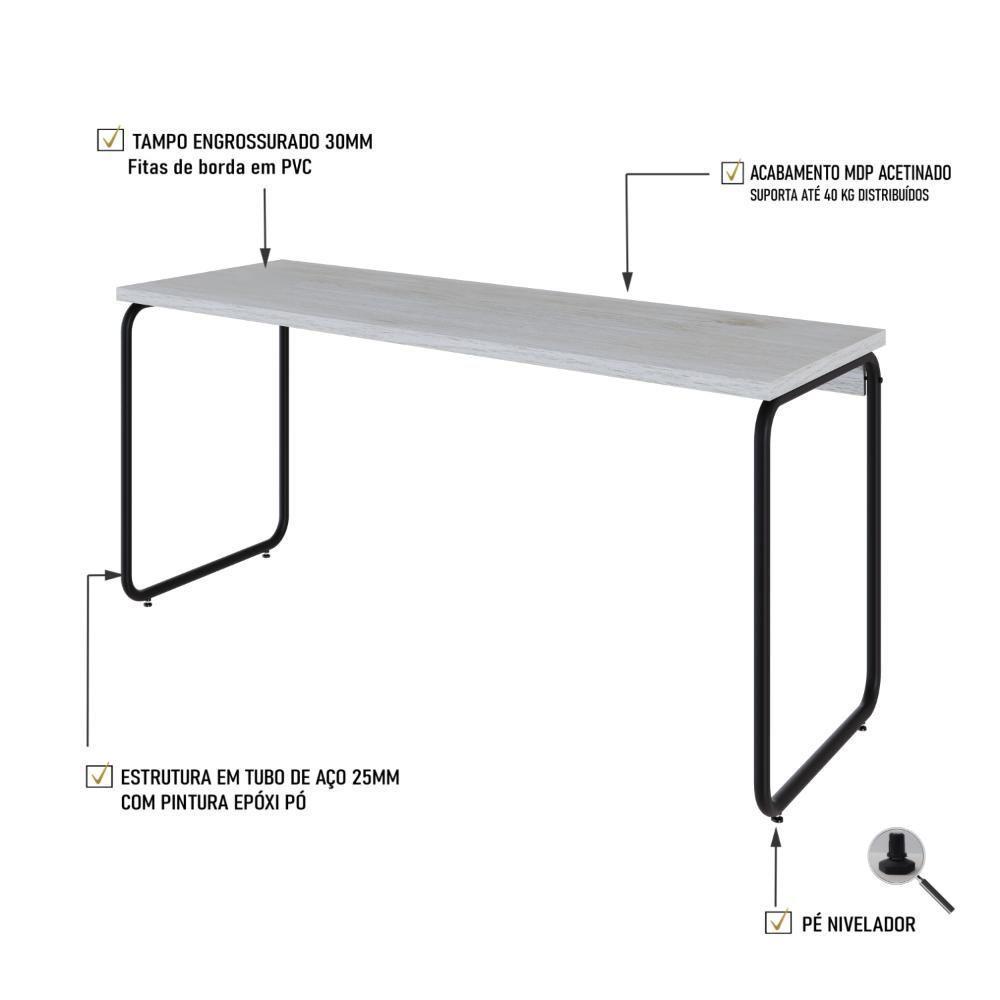 Mesa Office 150x60x75cm Round Snow - Est.preta Snow - Est.preta - 3