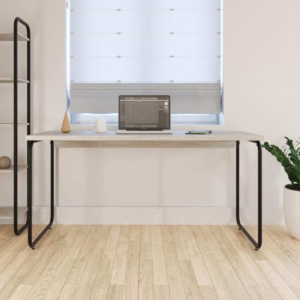 Mesa Office 150x60x75cm Round Snow - Est.preta Snow - Est.preta - 4