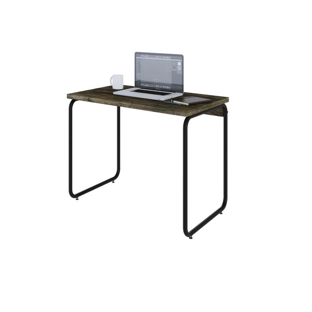 Mesa Office 90x60x75cm Round Carvalho Dark - Est.preta Carvalho Dark - Est.preta - 5