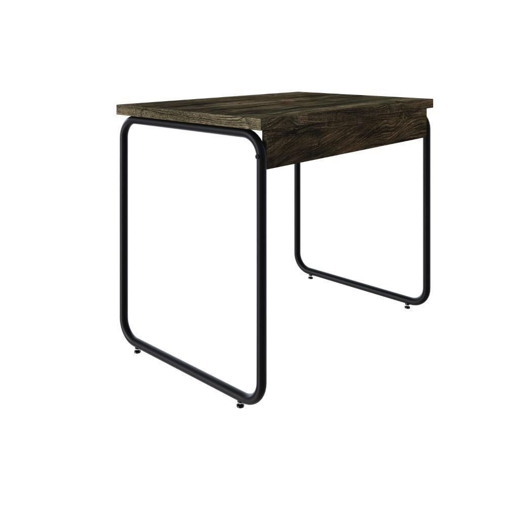 Mesa Office 90x60x75cm Round Carvalho Dark - Est.preta Carvalho Dark - Est.preta - 6