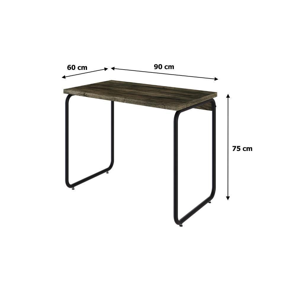 Mesa Office 90x60x75cm Round Carvalho Dark - Est.preta Carvalho Dark - Est.preta - 7