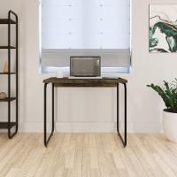 Mesa Office 90x60x75cm Round Carvalho Dark - Est.preta Carvalho Dark - Est.preta