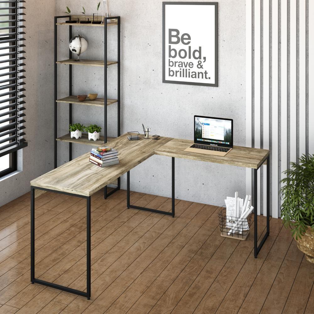 Mesa Em L Dynamica Diretor 150x140x75cm Carvalho - Est.preta Carvalho - Est.preta - 2