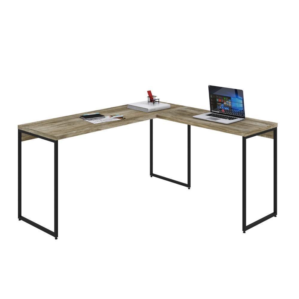 Mesa Em L Dynamica Diretor 150x140x75cm Carvalho - Est.preta Carvalho - Est.preta - 4