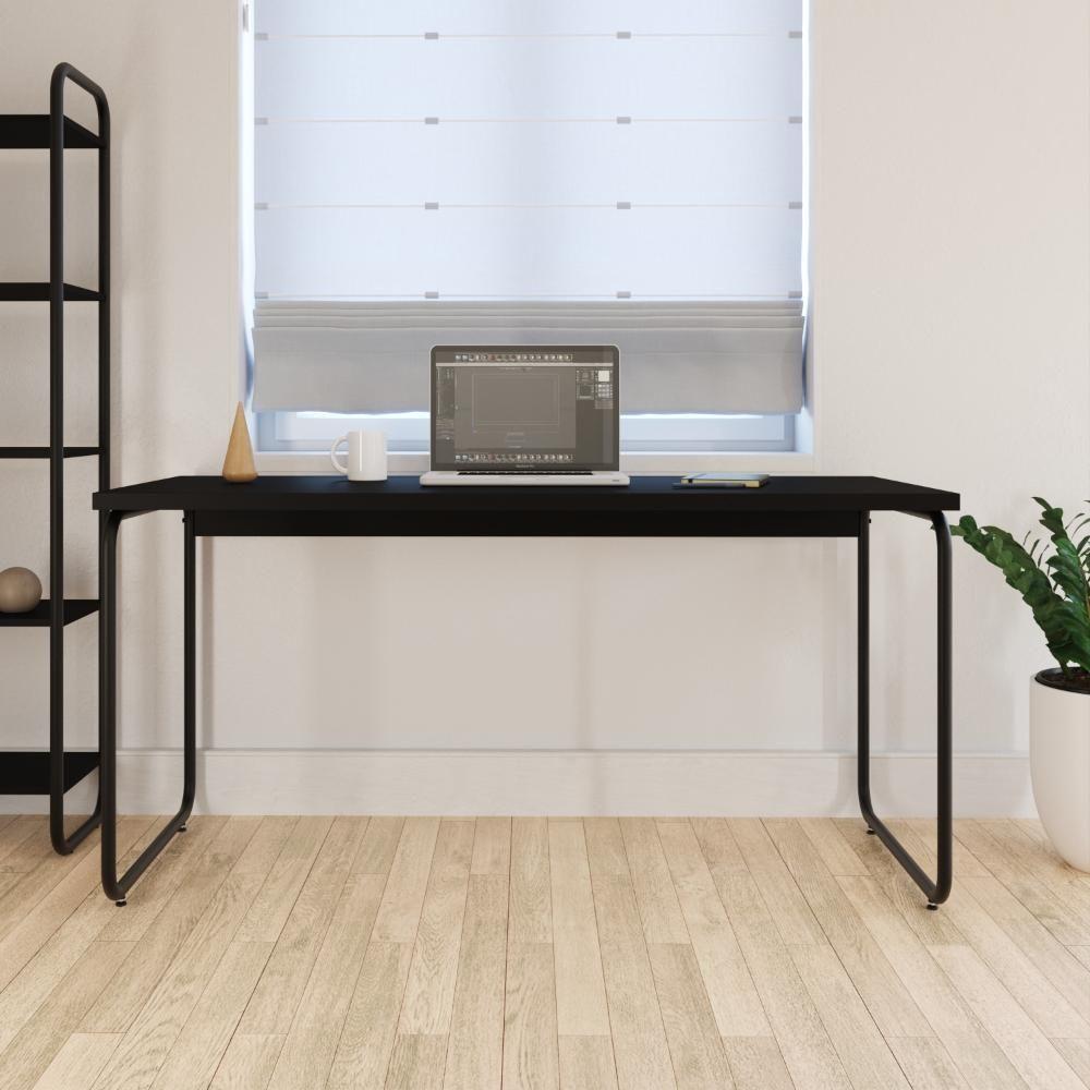 Mesa Office 150x60x75cm Round Preto ônix - Est.preta Preto ônix - Est.preta - 4