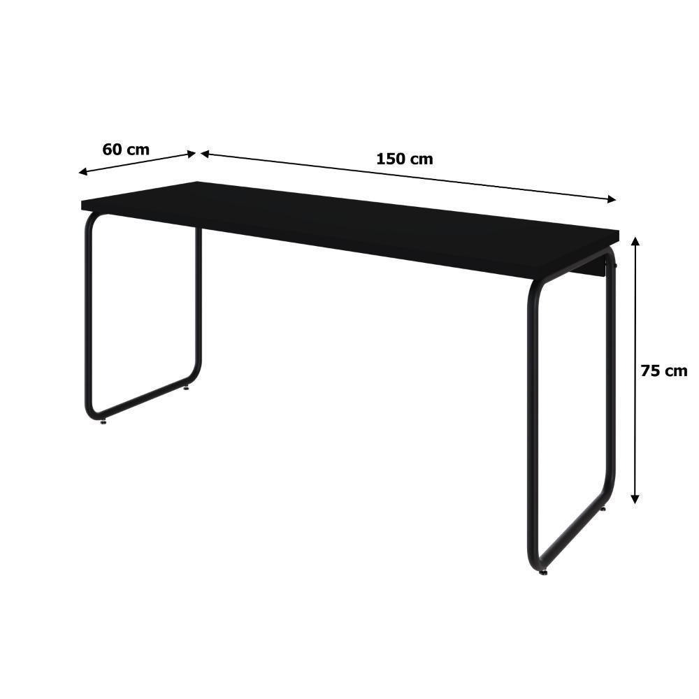 Mesa Office 150x60x75cm Round Preto ônix - Est.preta Preto ônix - Est.preta - 7