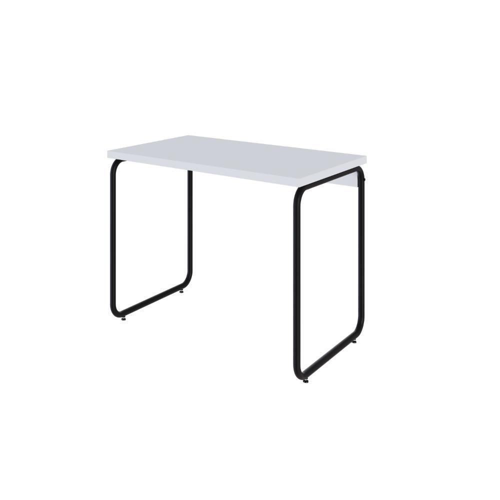 Mesa Office 90x60x75cm Round Branco Chess - Est.preta Branco Chess - Est.preta - 1