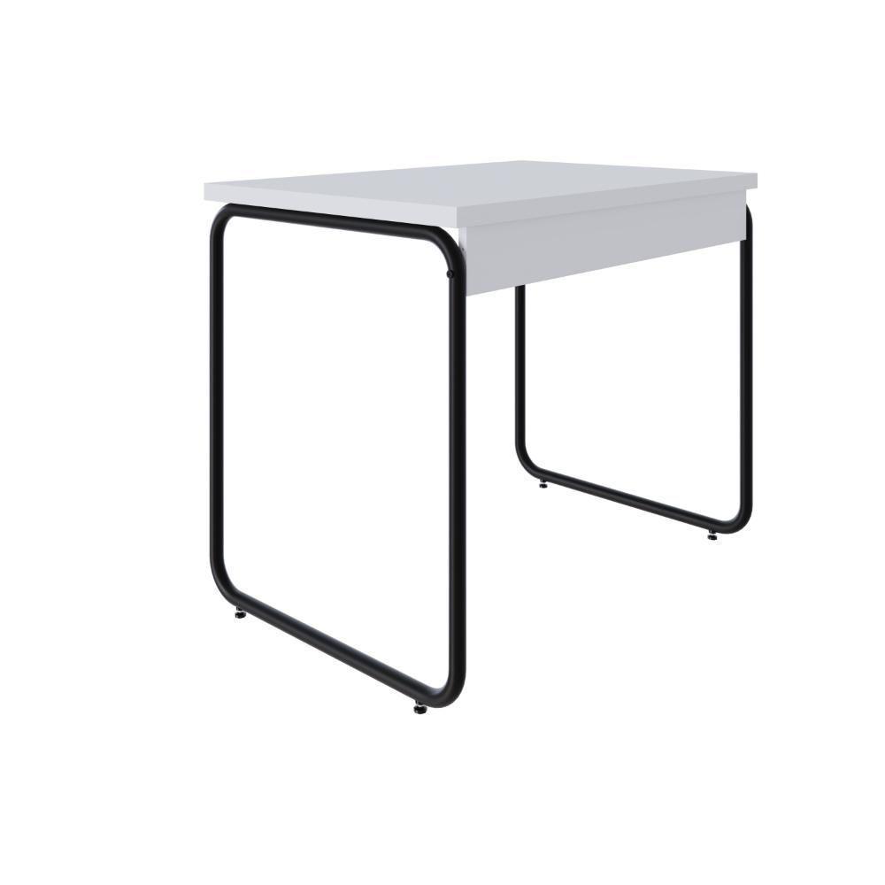 Mesa Office 90x60x75cm Round Branco Chess - Est.preta Branco Chess - Est.preta - 6