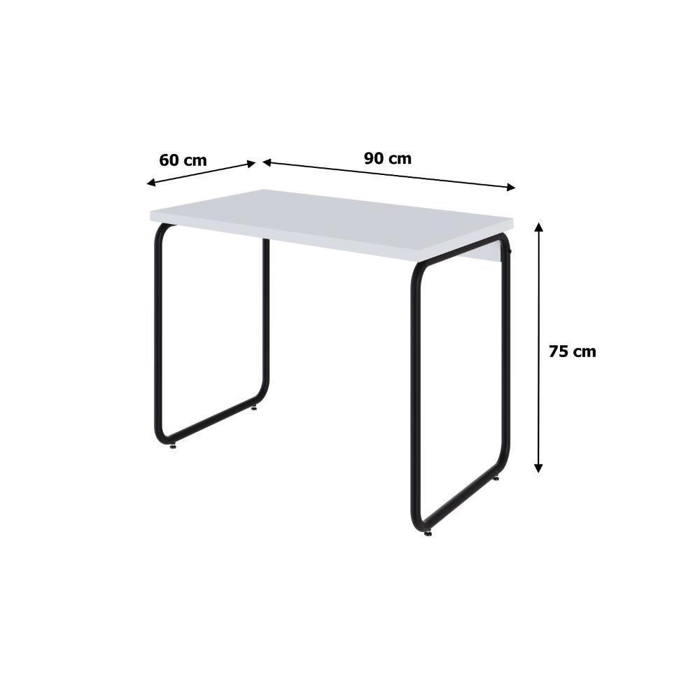 Mesa Office 90x60x75cm Round Branco Chess - Est.preta Branco Chess - Est.preta - 7