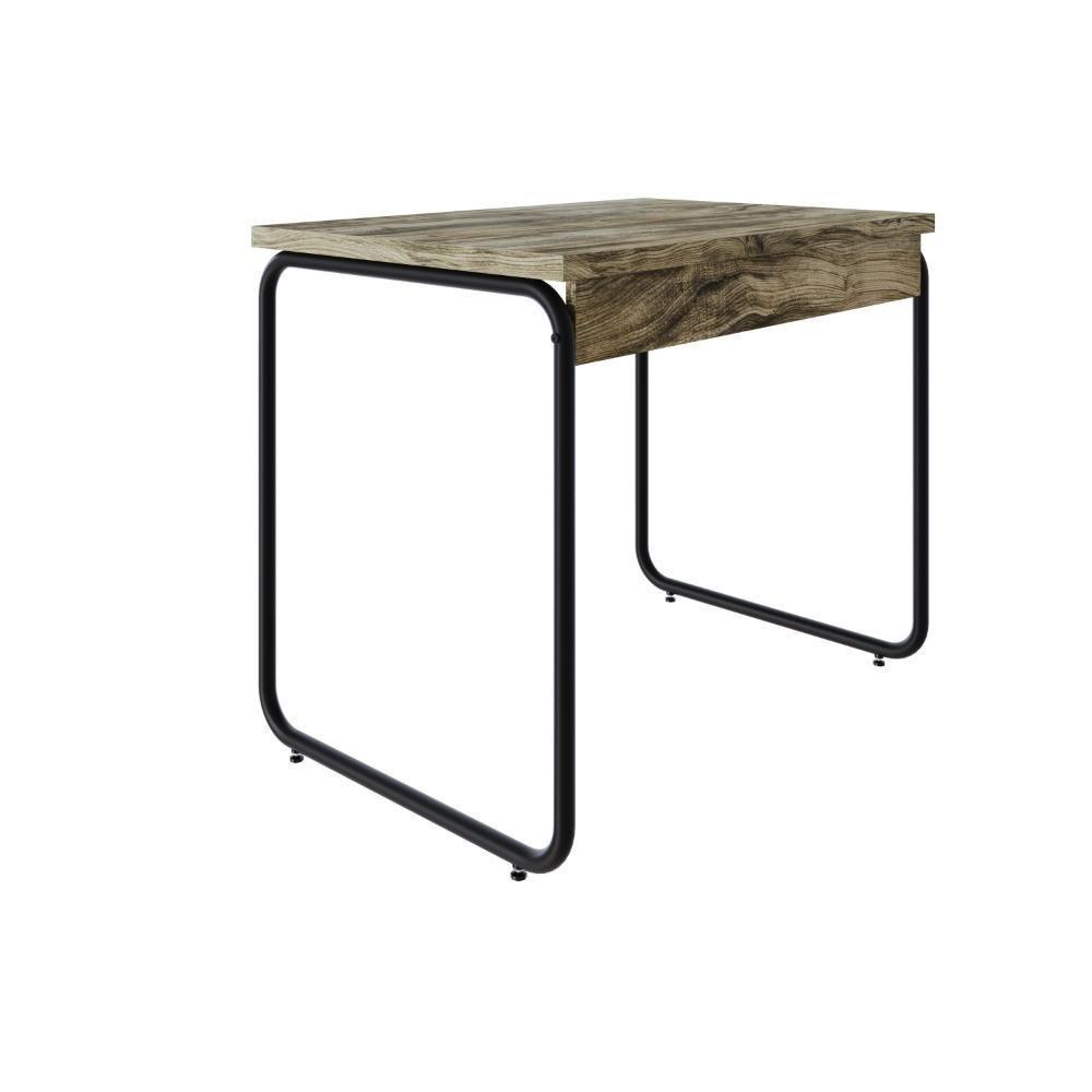 Mesa Office 90x60x75cm Round Carvalho - Est.preta Carvalho - Est.preta - 6