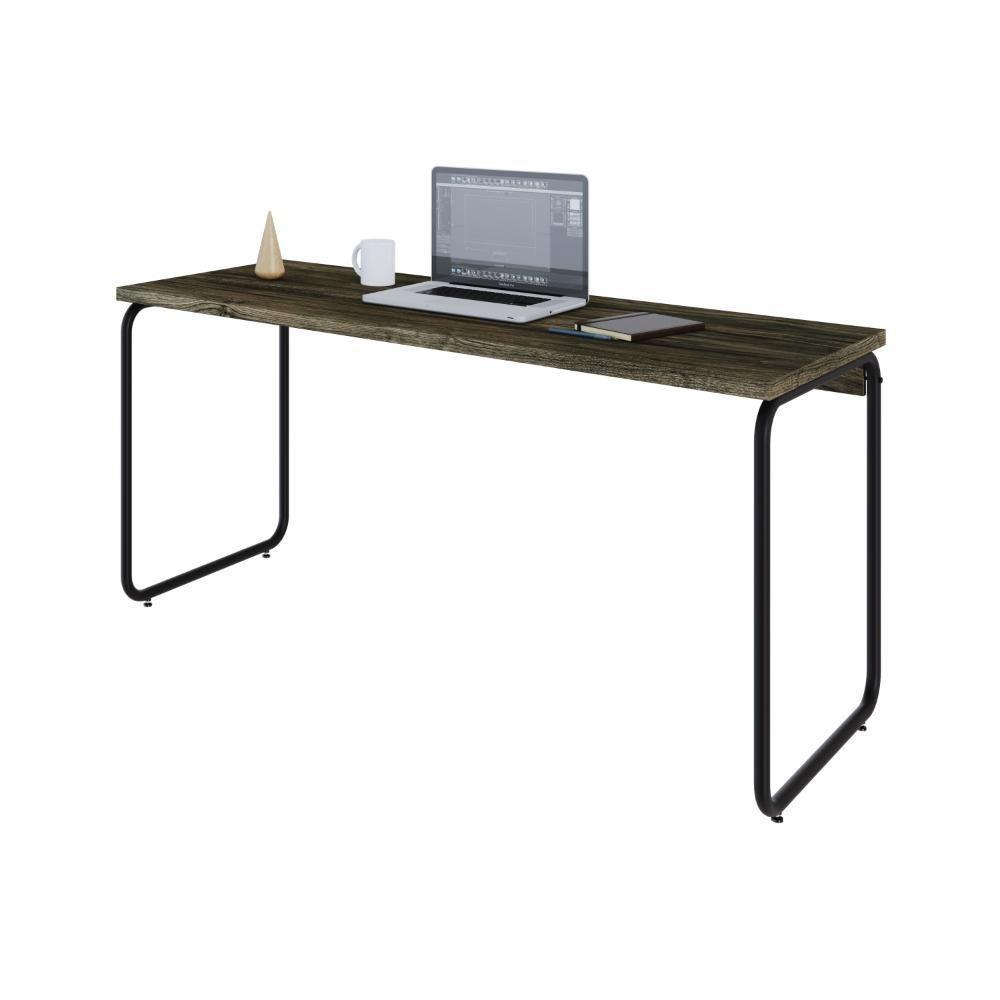 Mesa Office 150x60x75cm Round Carvalho Dark - Est.preta Carvalho Dark - Est.preta - 5