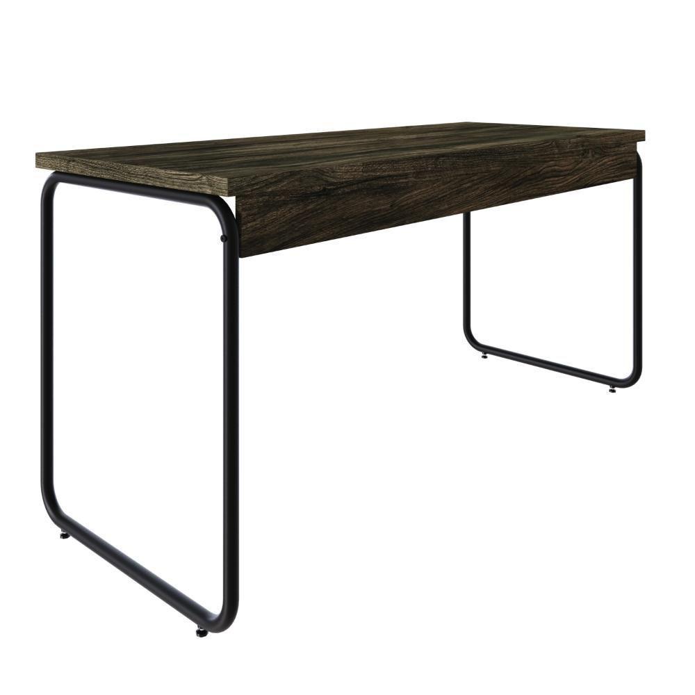 Mesa Office 150x60x75cm Round Carvalho Dark - Est.preta Carvalho Dark - Est.preta - 6