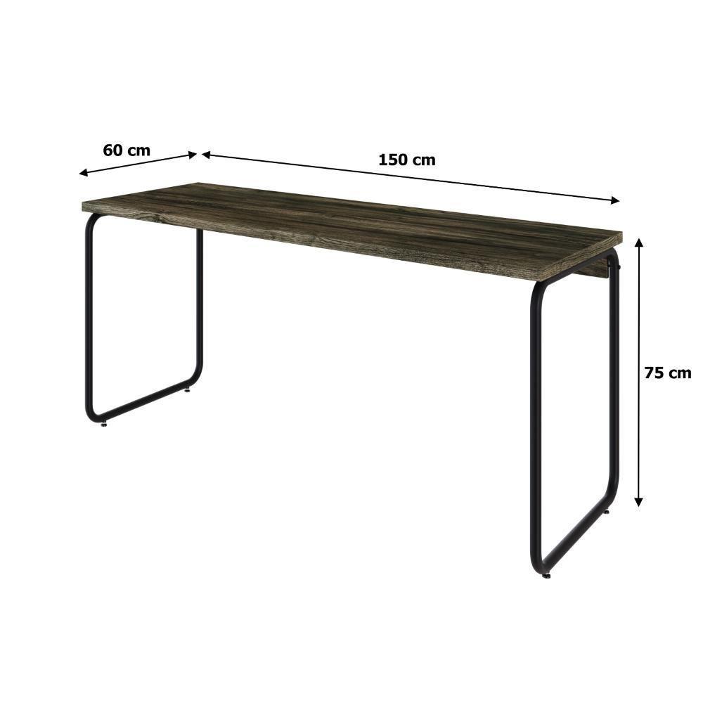 Mesa Office 150x60x75cm Round Carvalho Dark - Est.preta Carvalho Dark - Est.preta - 7