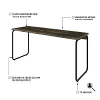 Mesa Office 150x60x75cm Round Carvalho Dark - Est.preta Carvalho Dark - Est.preta - 3