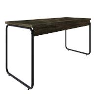 Mesa Office 150x60x75cm Round Carvalho Dark - Est.preta Carvalho Dark - Est.preta - 6