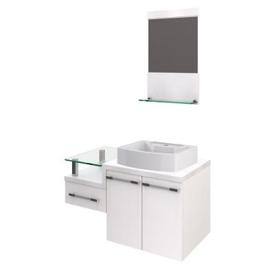 Conjunto Balcão C-cuba Aria 41 E Espelheira Legno 831 Perffect Acetinado Branco Chess C-branco Chess