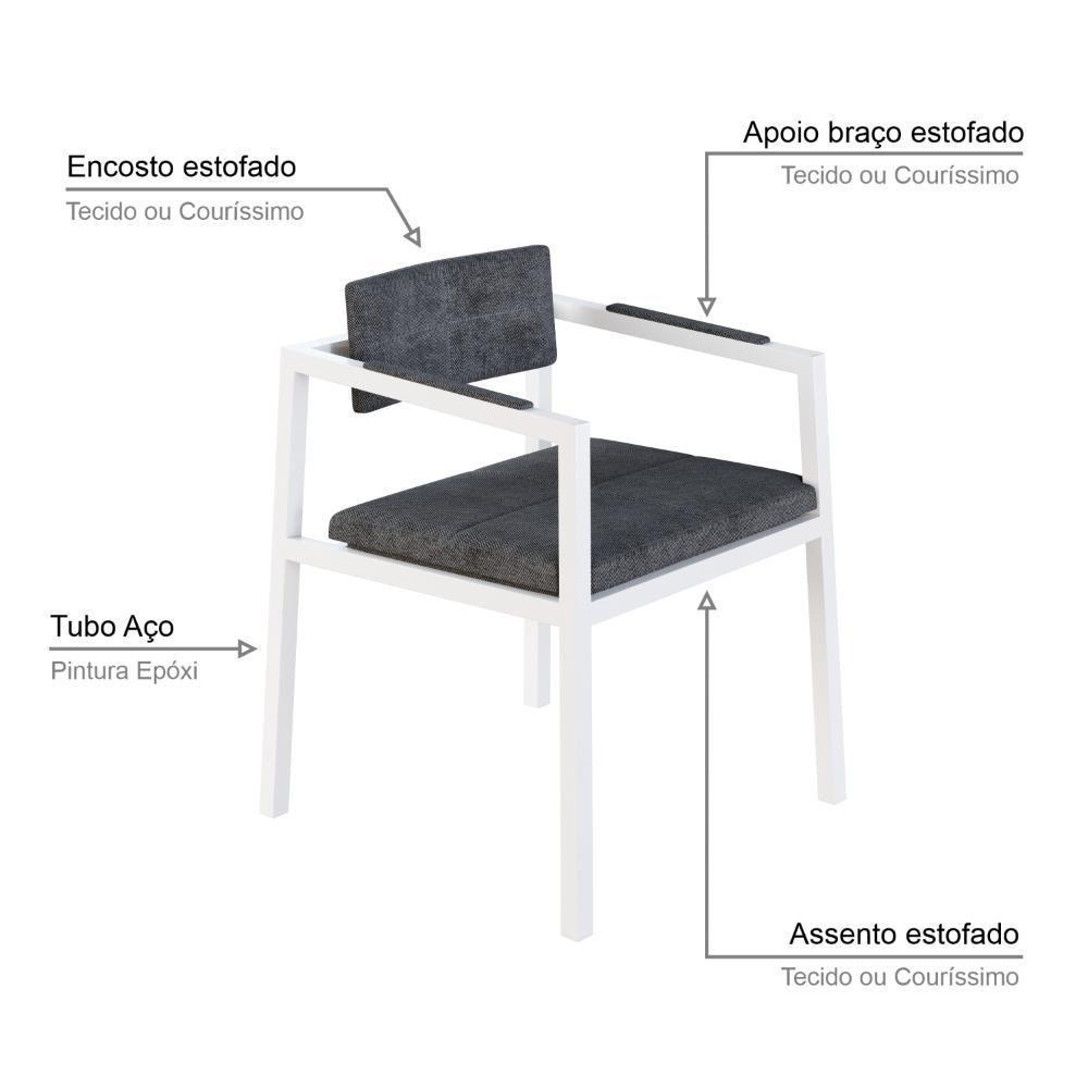 Poltrona Noah Fixa C-4 Pés 78 X 60,5 X 60,5 Cm Pés Brancos. Lautrec Grafite Lautrec Grafite - 3