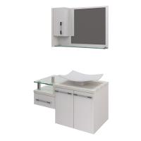 Conjunto Balcão C-cuba F44 E Espelheira Legno 830 Branco Chess C-preto ônix Branco Chess C-snow - 1