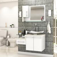 Conjunto Balcão C-cuba F44 E Espelheira Legno 830 Branco Chess C-preto ônix Branco Chess C-snow - 2