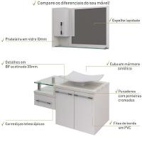 Conjunto Balcão C-cuba F44 E Espelheira Legno 830 Branco Chess C-preto ônix Branco Chess C-snow - 3