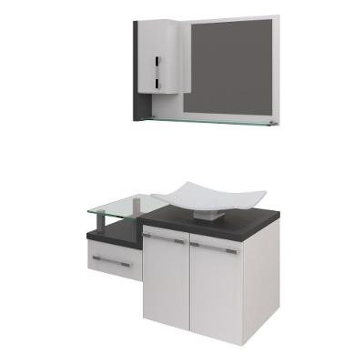 Conjunto Balcão C-cuba F44 E Espelheira Legno 830 Branco Chess C-nogal Branco Chess C-preto ônix
