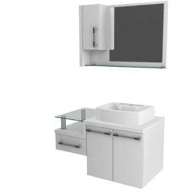 Conjunto Balcão C-cuba Aria 41 E Espelheira Legno 830 Perffect Acetinado Branco Chess C-branco Chess