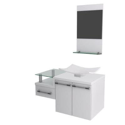 Conjunto Balcão C-cuba F44 E Espelheira Legno 831 Perffect Acetinado Branco Chess C-branco Chess
