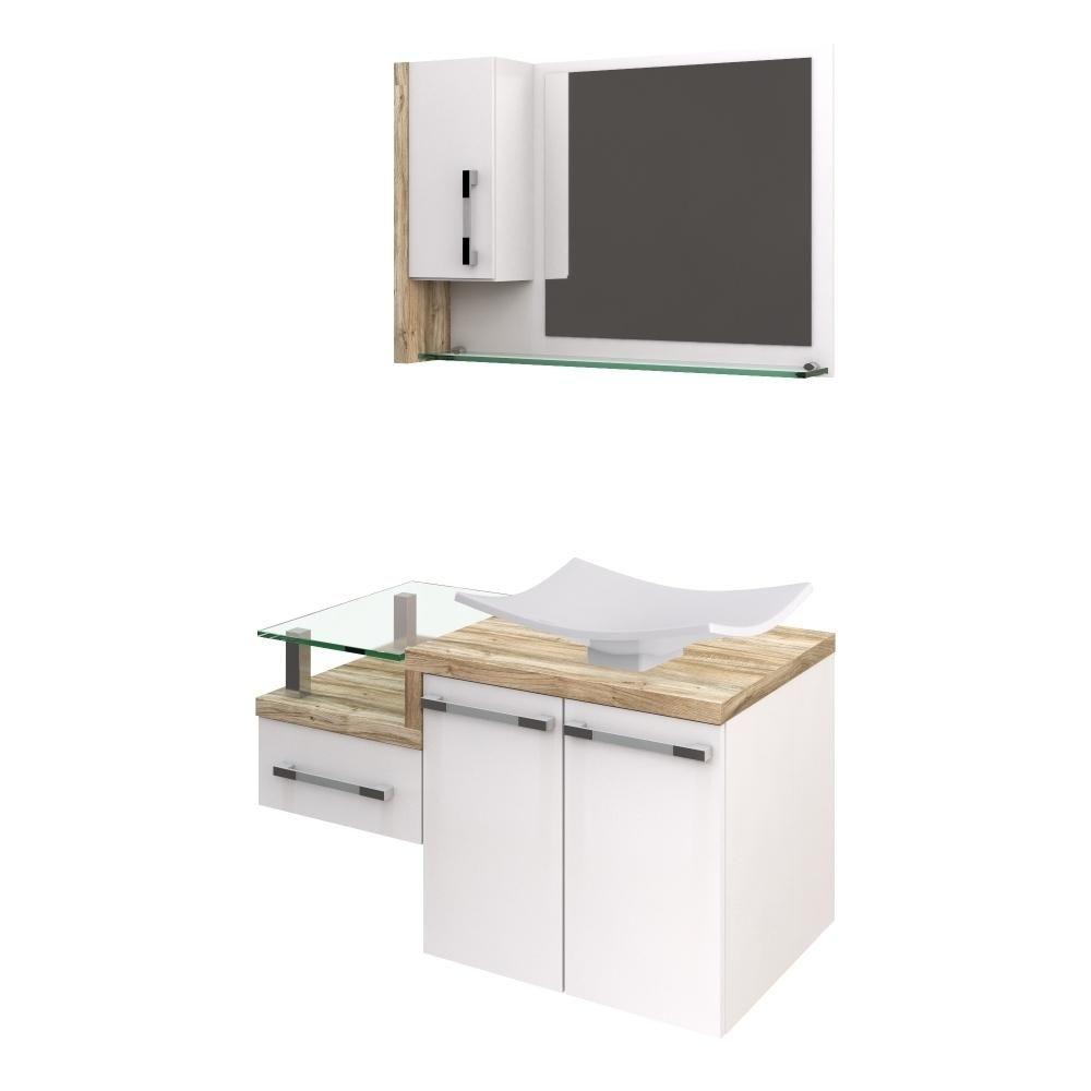 Conjunto Balcão C-cuba F44 E Espelheira Legno 830 Branco Chess C-branco Chess Branco Chess C-carvalho - 1