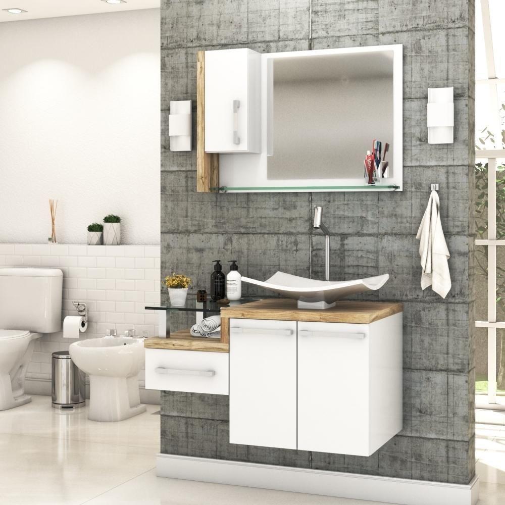 Conjunto Balcão C-cuba F44 E Espelheira Legno 830 Branco Chess C-branco Chess Branco Chess C-carvalho - 3