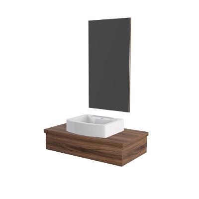 Conjunto Bancada C-cuba Aria 41 E Espelheira Metrópole 801 Carvalho Dark Nogal