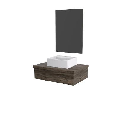Conjunto Bancada C-cuba Q32 E Espelheira Metrópole 601 Carvalho Carvalho Dark