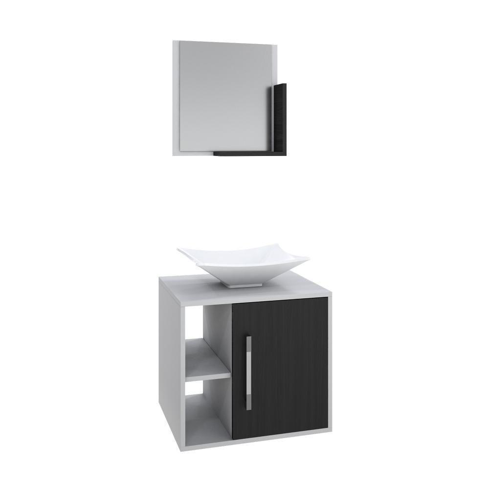 Conjunto Balcão C-cuba L38 E Espelheira Soft 500 Branco Chess C-nogal Branco Chess C-preto ônix - 1